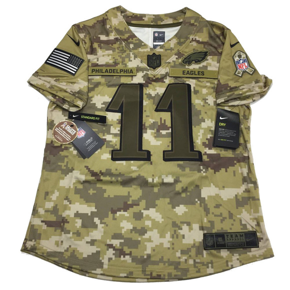 NWT Carson Wentz Philadelphia Eagles Jersey L Salute to‎ Service Camo NFL Womens - Picture 1 of 7